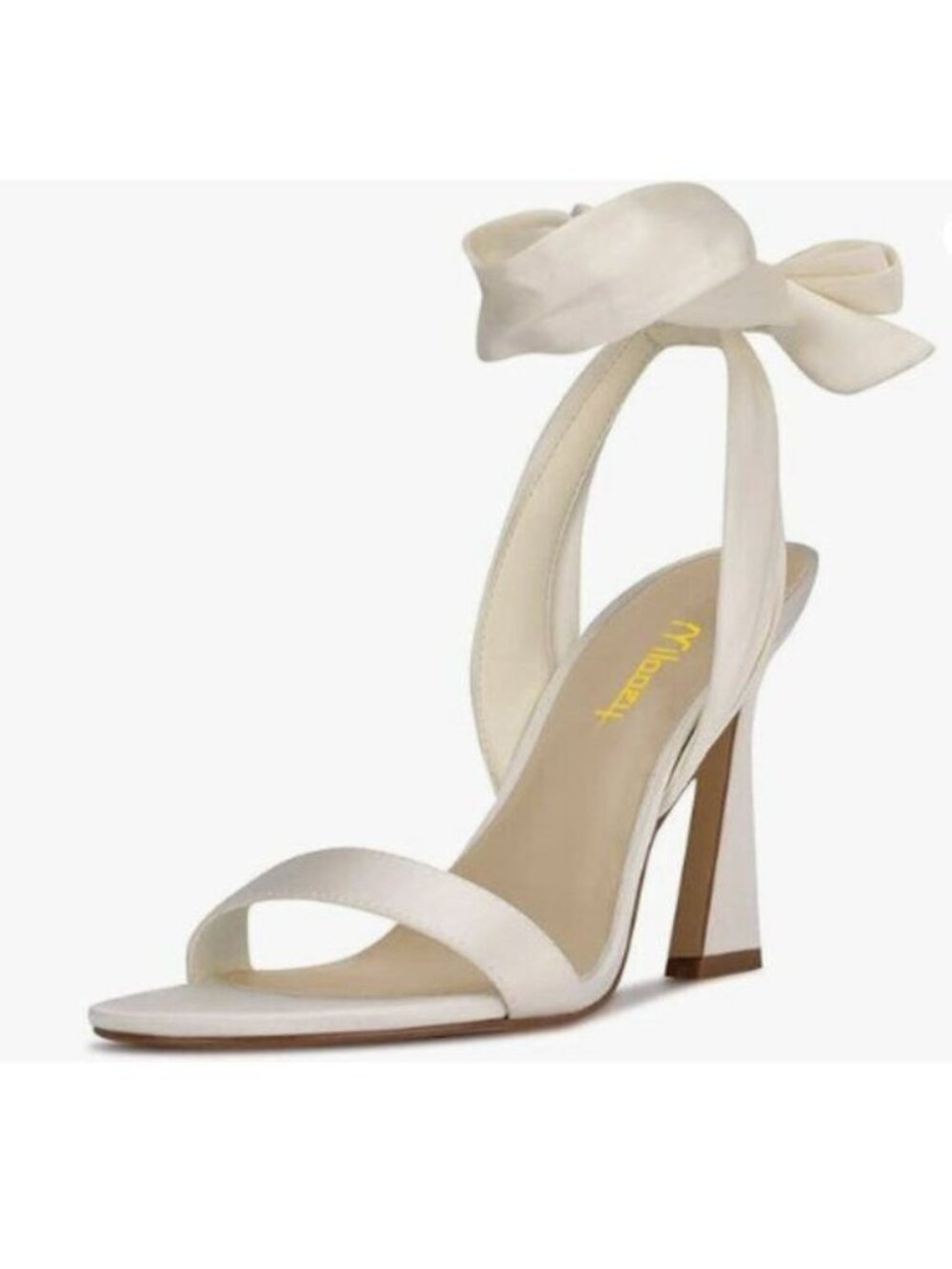 Milooey shoes Women Open Toe Strappy Heeled Sandal Lace Up High Heel White Shoes